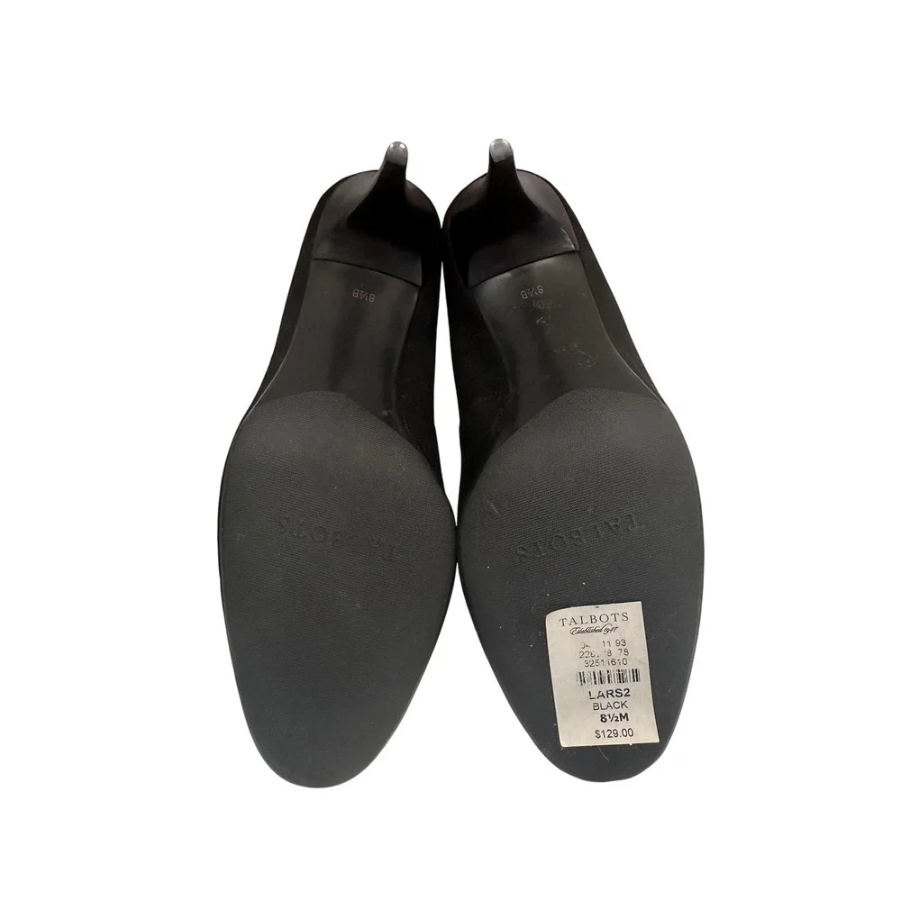 Talbots Lars2 Black Suede Round Toe Pumps Heels Womens 8.5 M Classic